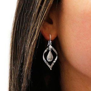 NEW Sterling Silver Diamond-Cut Teardrop Earrings